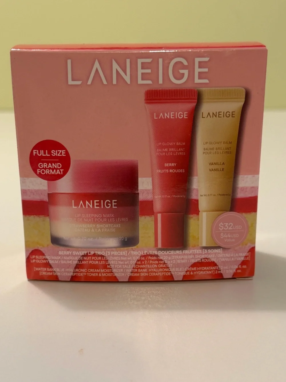 LANEIGE Berry Sweet Lip Trio 3-Piece Gift Set - Sleep Mask & Glowy Lip Balms